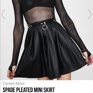 Dolls kill pleated vegan leather skirt